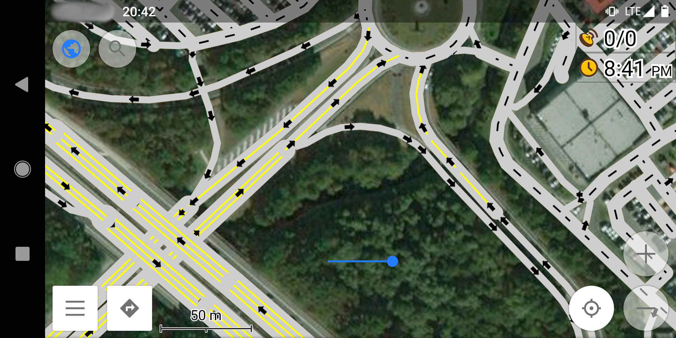 OsmAnd screenshot with custom lane navigation