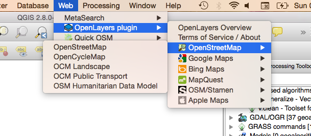 Copie d’écran du chargement d’OpenStreetMap