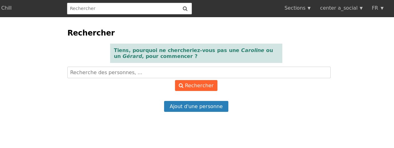 La page d'accueil du logiciel